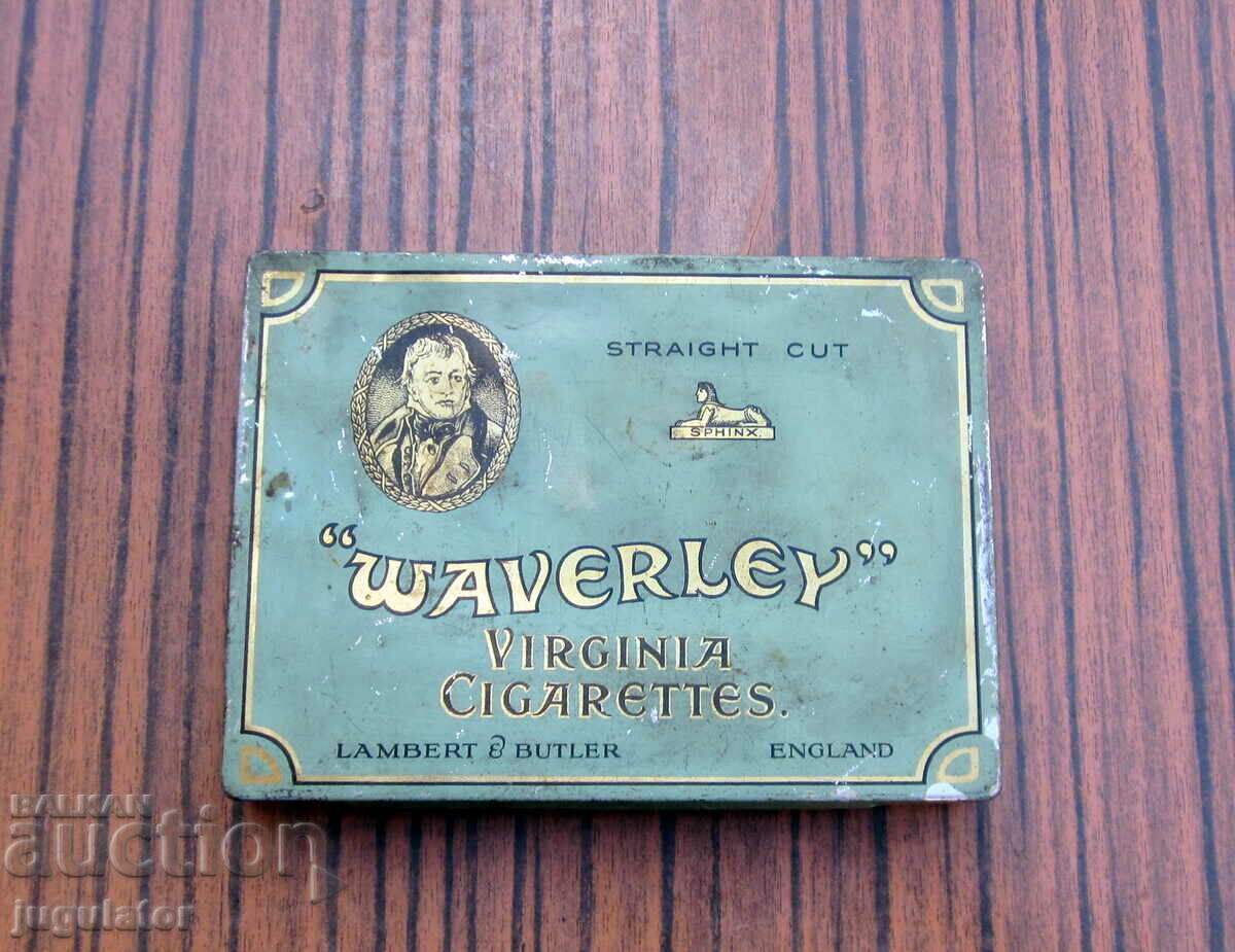 cutie din tablă metalică veche țigări WAVERLEY