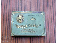 cutie din tablă metalică veche țigări WAVERLEY