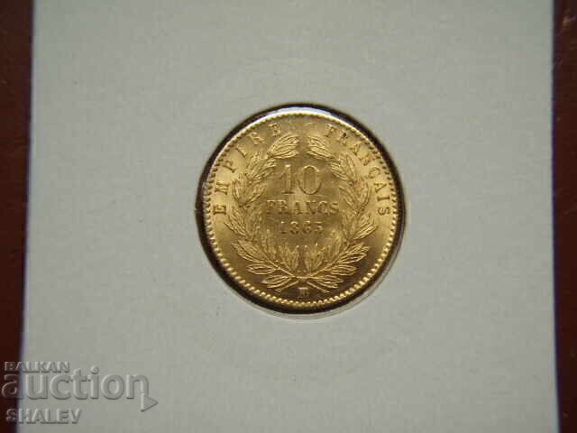 Licitație 10 franci 1865 BB Franța (10 franci Franța) - AU (aur)