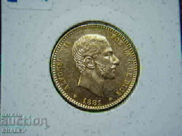 25 Pesetas 1881 Spain (18*81) (Испания) - AU (злато) - 6 25 Pesetas 1881 Spain (18*81) (Испания) - AU (злато) - 6