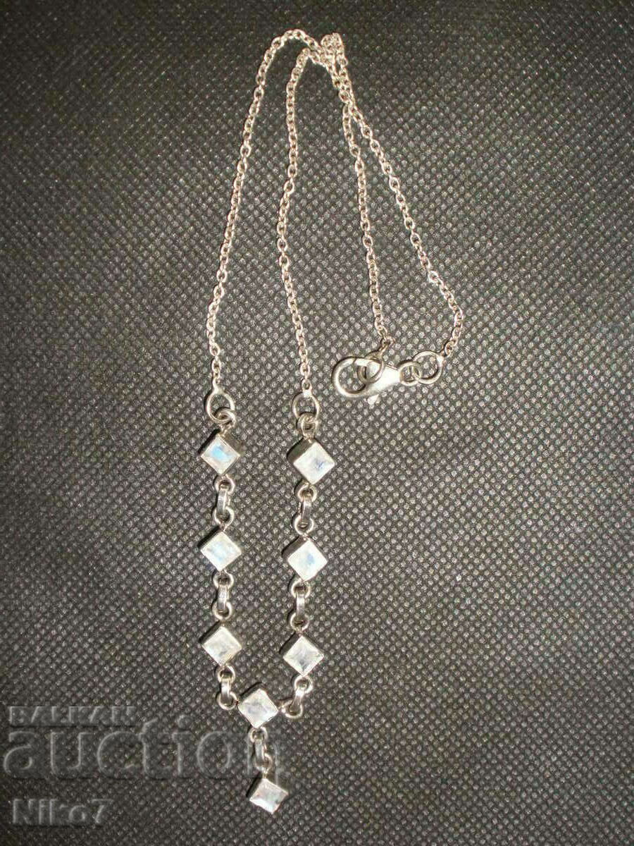 Silver women's necklace, necklace + moonstone.