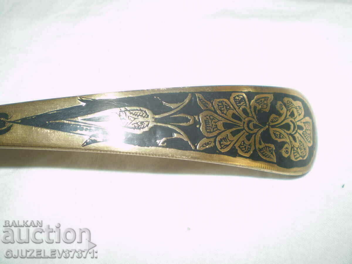 Auction Old large silver plated brass ladle Auction Old large silver plated brass ladle