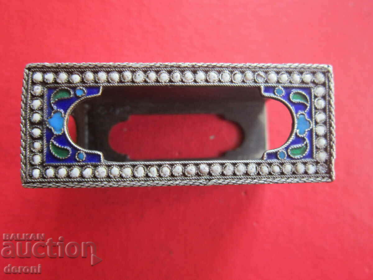 Auction Tsarist Russia Silver matchbox with enamel silver 84 Auction Tsarist Russia Silver matchbox with enamel silver 84