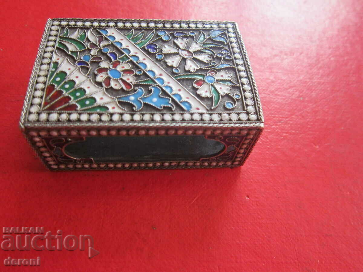 Tsarist Russia Silver matchbox with enamel silver 84 - 6 Tsarist Russia Silver matchbox with enamel silver 84 - 6