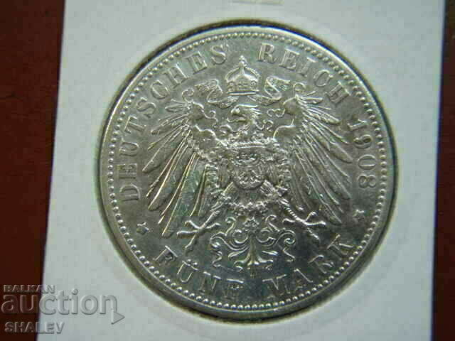 Auction  5 Mark 1908 D Bavaria (Germany) - XF/AU