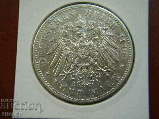 5 Mark 1908 D Bavaria (Germany) - XF/AU