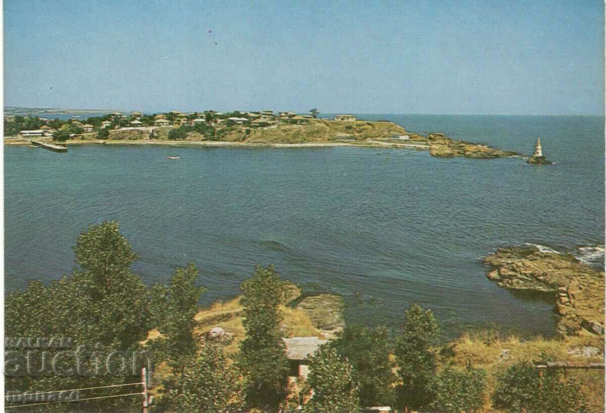 Old postcard - Ahtopol, General view with the lighthouse
