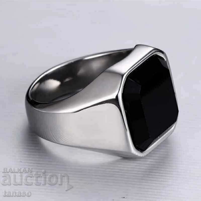 Men's ring with black zircon, stainless steel with price 25.00 BGN | € 12.78 Men's ring with black zircon, stainless steel with price 25.00 BGN | € 12.78