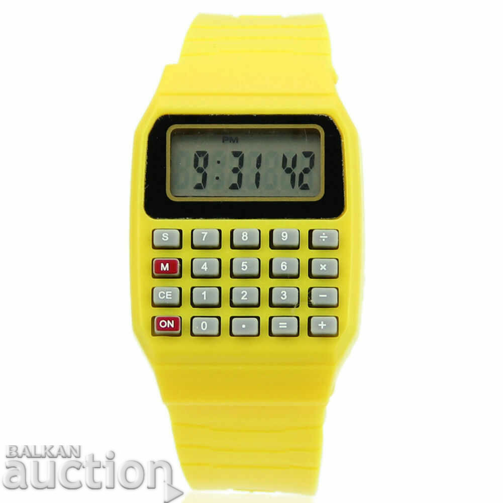 Нови часовници с калкулатор за деца и ученици училище жълт
