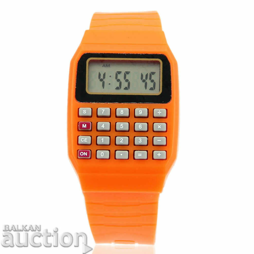 Νέα ρολόγια αριθμομηχανής για παιδιά και μαθητές σχολικό πορτοκαλί