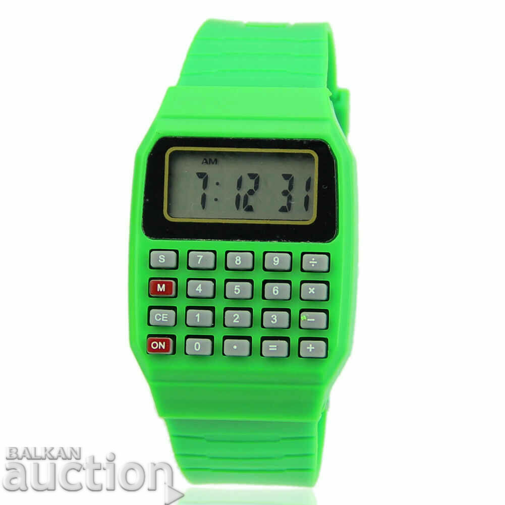 Нови часовници с калкулатор за деца и ученици училище зелен