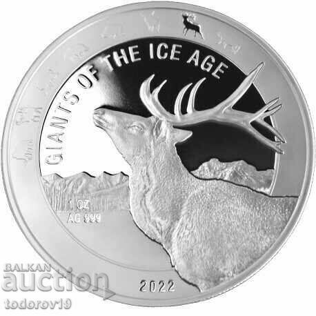 1 oz Silver Giants Ice Age-Reindeer 2022