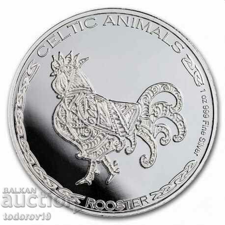 Silver 1 oz Celtic Animals - Rooster 2022 Republic of CHAD