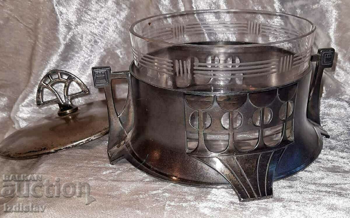 Auction German sugar bowl WMF AR-DECO style early 20th century Auction German sugar bowl WMF AR-DECO style early 20th century