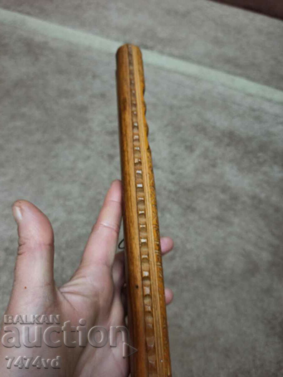 Auction  Balkan rare carved folk instrument double ended flute