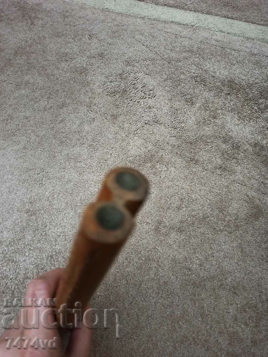 Balkan rare carved folk instrument double ended flute - 5