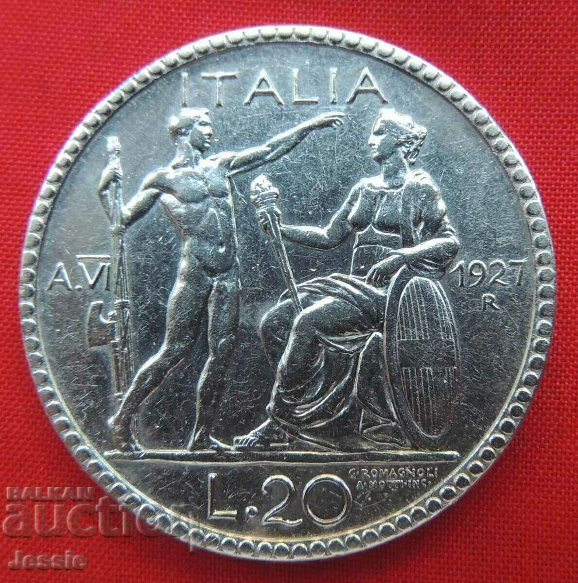 20 Lire 1927 R Italy Vittorio Emanuele Compare and Rate!