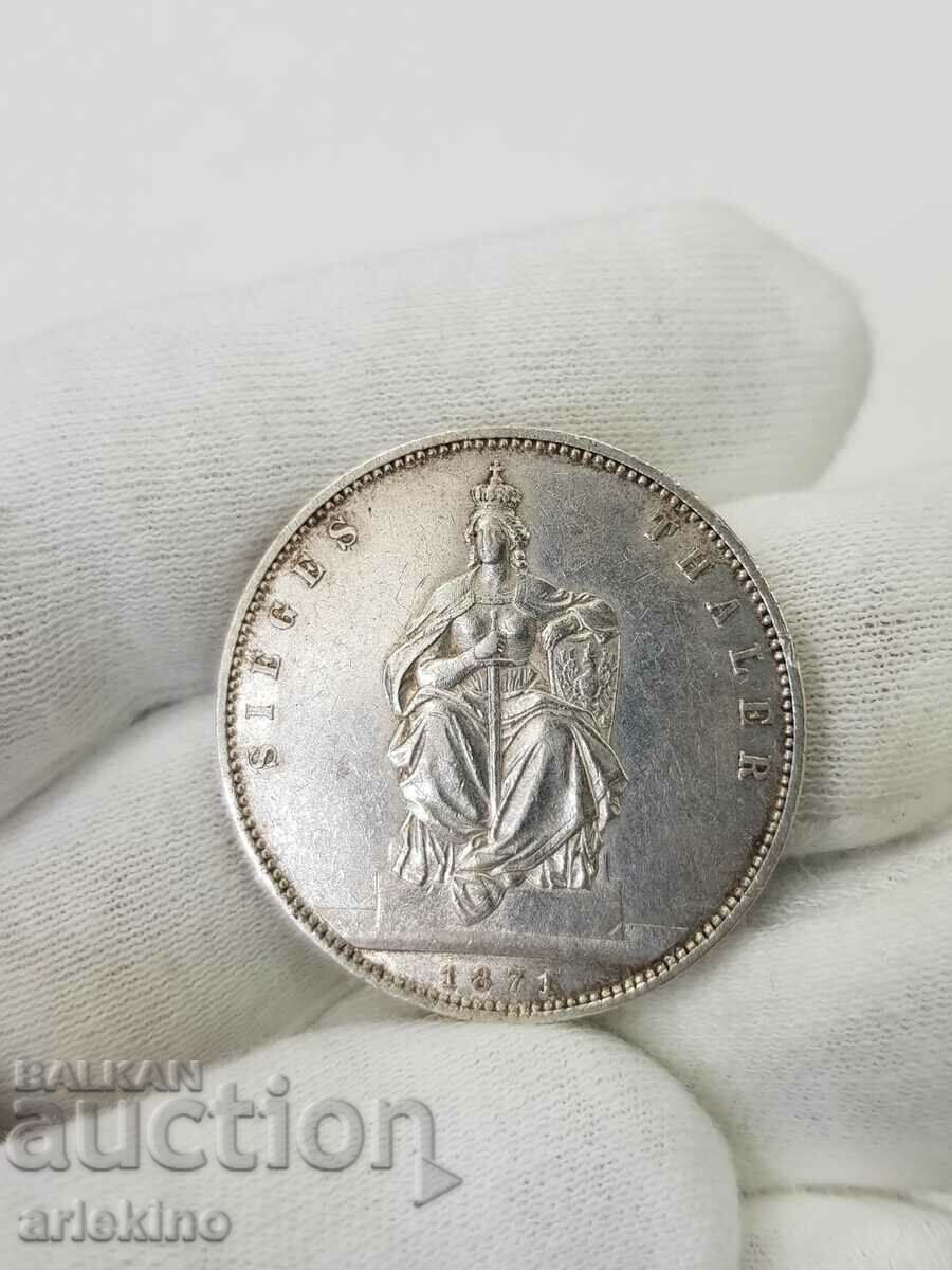 Monedă germană rară Taler 1871 Prusia Wilhelm cu preț € 190.00 | 371.61 BGN