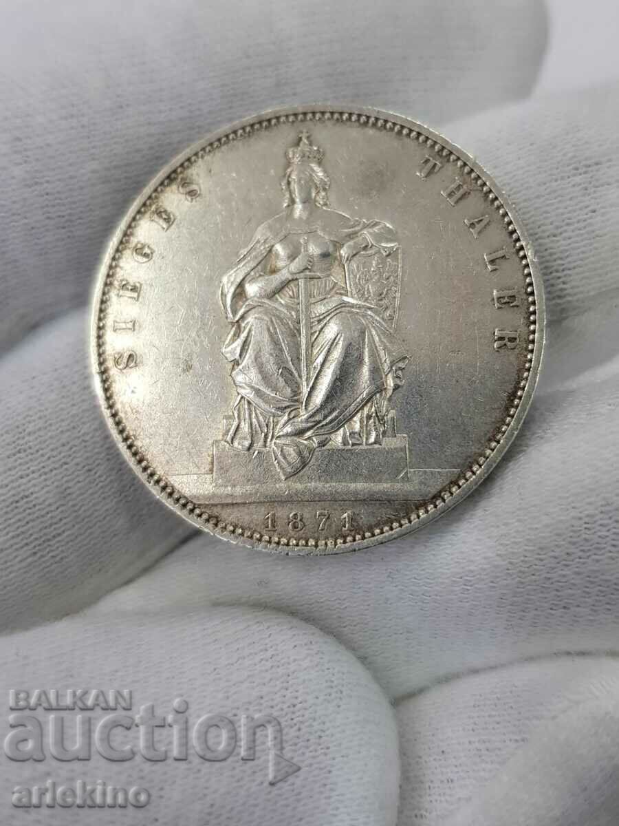 Auction Rare German Thaler Coin 1871 Prussia Wilhelm Auction Rare German Thaler Coin 1871 Prussia Wilhelm
