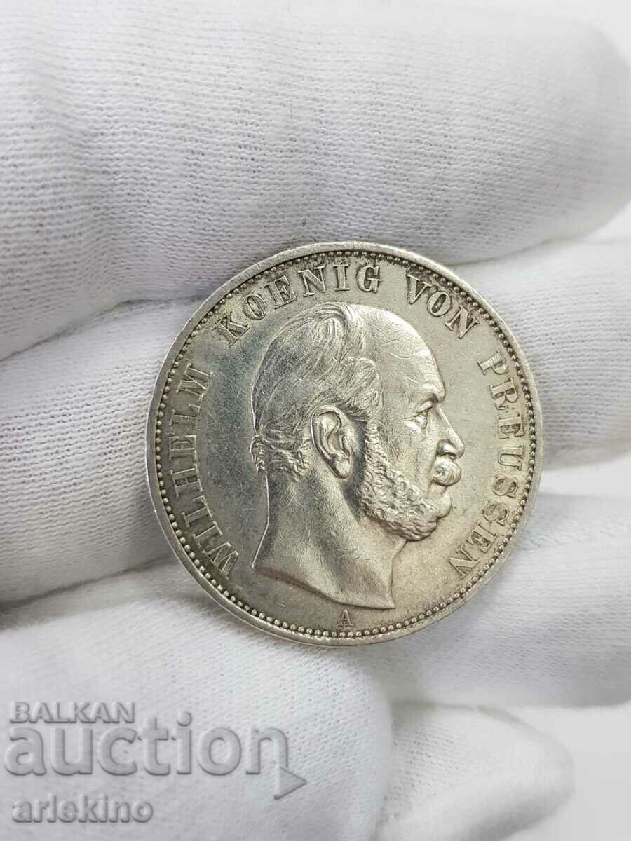 Monedă germană rară Taler 1871 Prusia Wilhelm - 5
