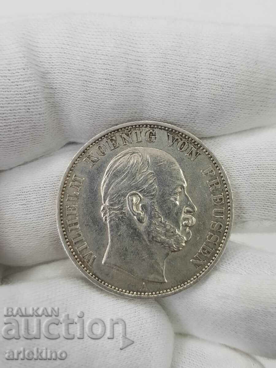 Monedă germană rară Taler 1871 Prusia Wilhelm - 7