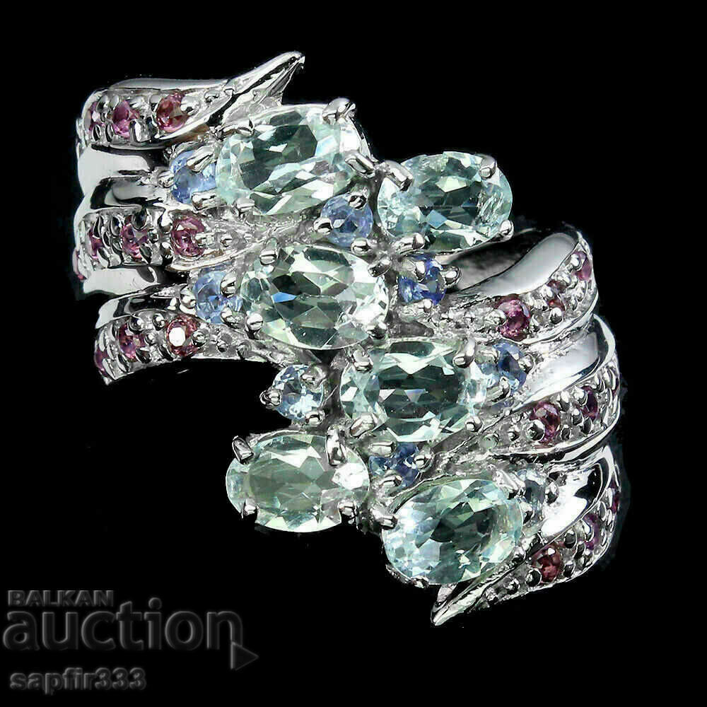 DRAGON'S GRIP LUXURY DESIGNER RING WITH AQUAMARINES