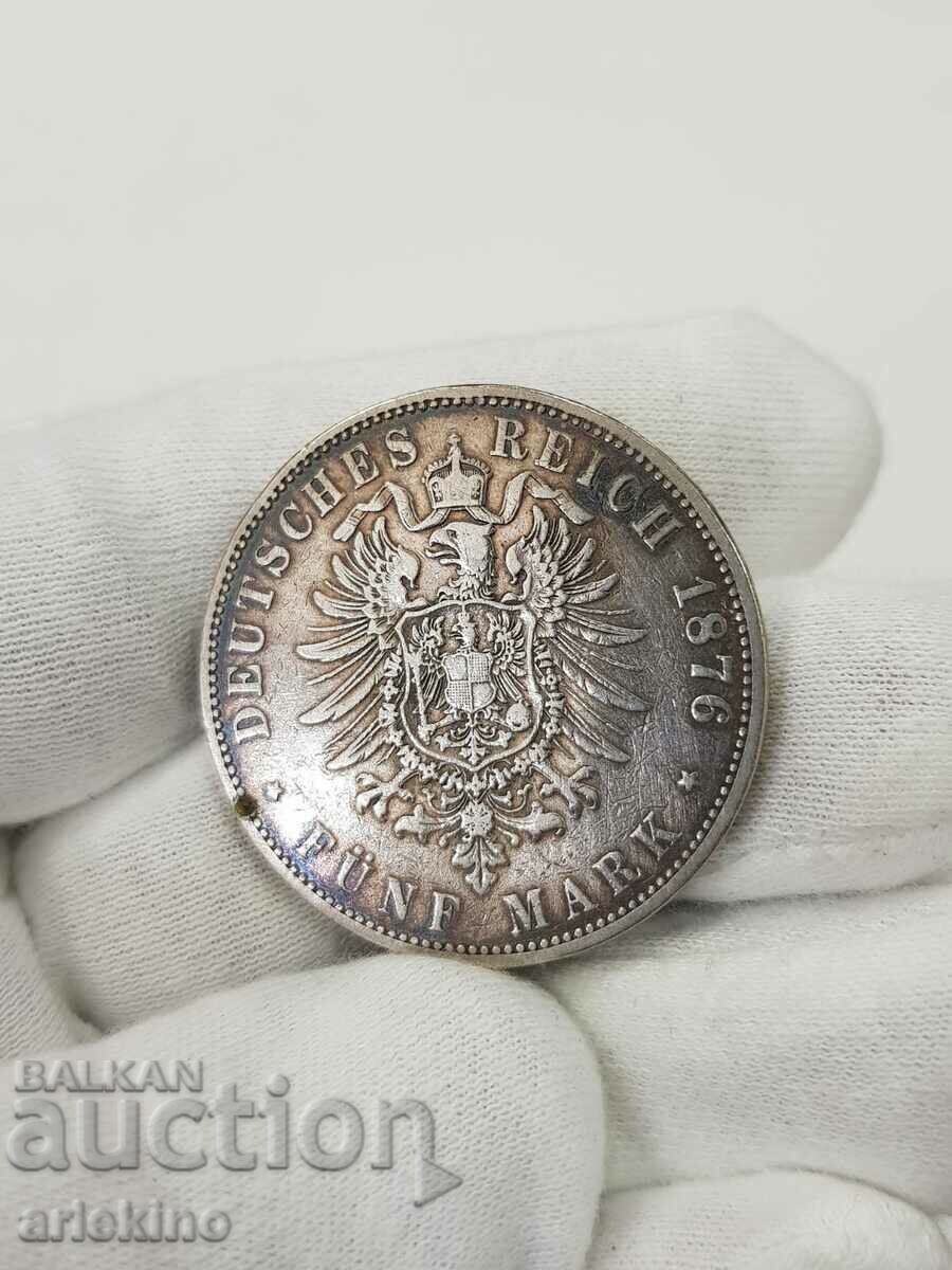 Delivery of Rare German Coin 5 Marks Hamburg 1876 J. Delivery of Rare German Coin 5 Marks Hamburg 1876 J.