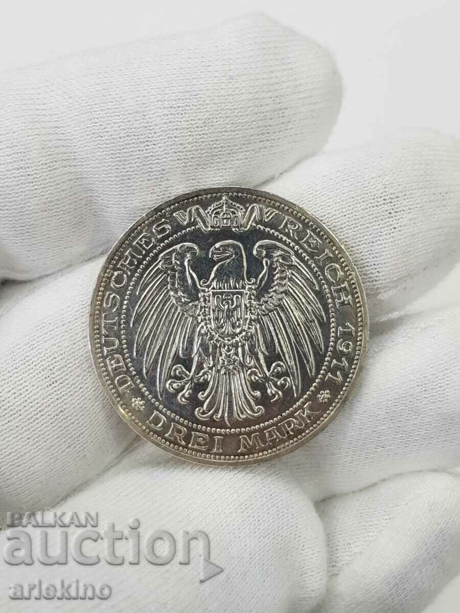 Collectible German 3 Mark 1911 Jubilee Coin with price 190.00 BGN | € 97.15 Collectible German 3 Mark 1911 Jubilee Coin with price 190.00 BGN | € 97.15