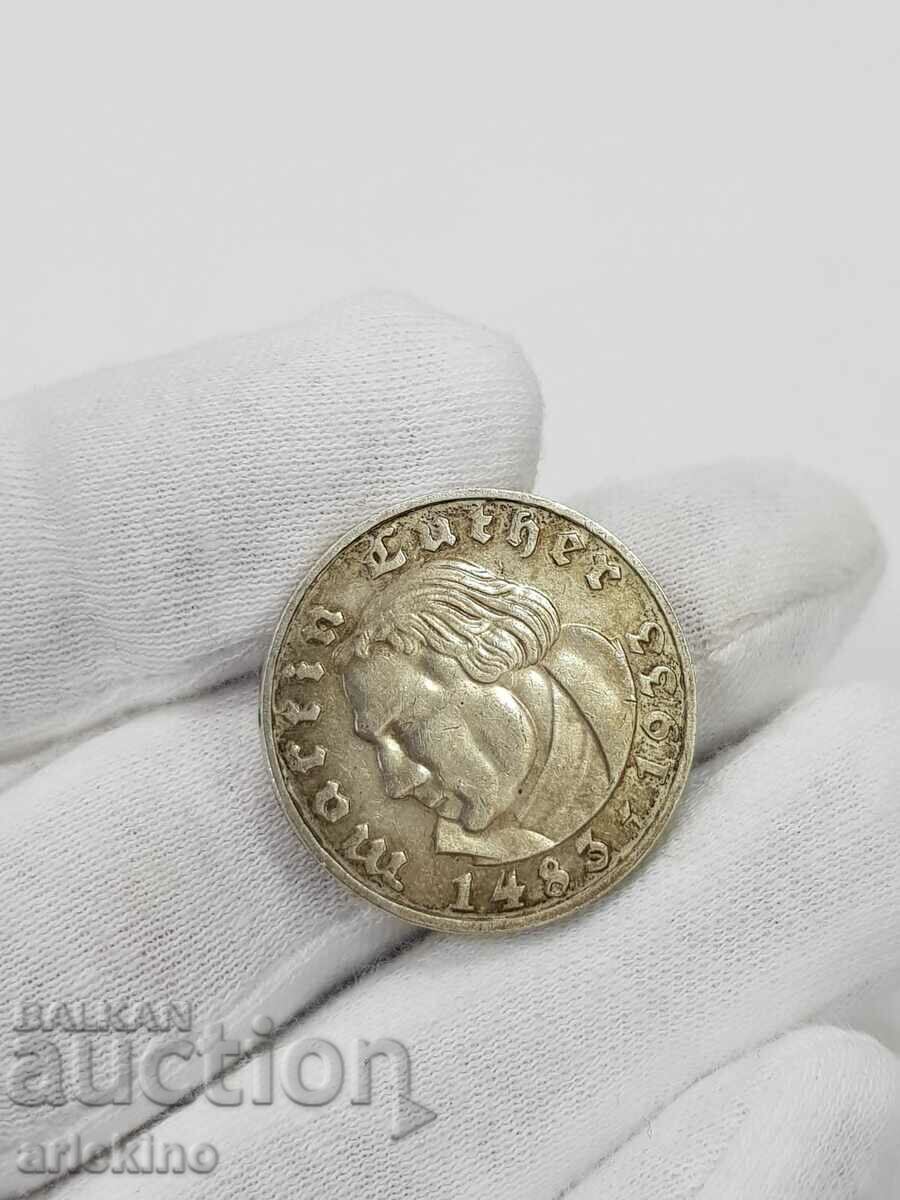 Licitație Foarte rară monedă germană de 5 mărci Martin Luther 1483-1933 Licitație Foarte rară monedă germană de 5 mărci Martin Luther 1483-1933