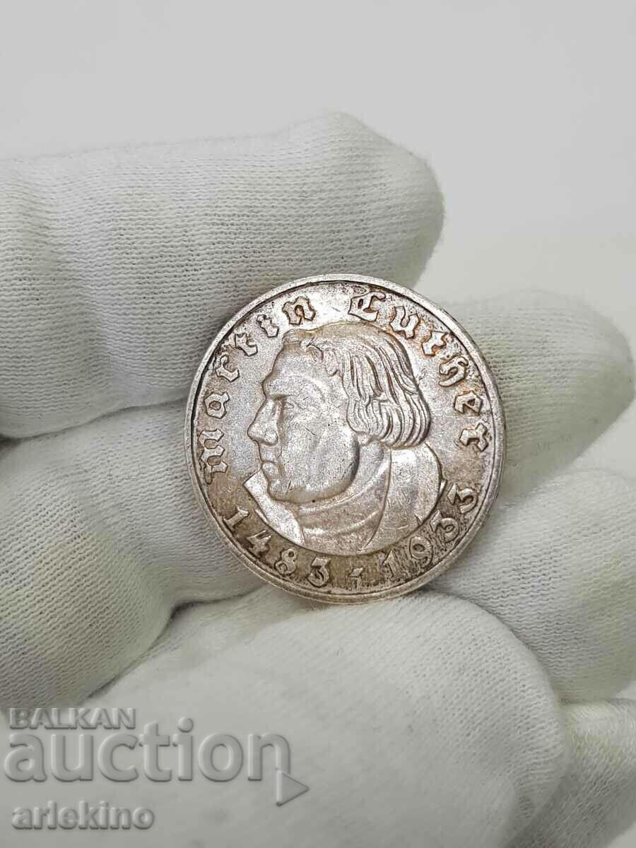 Foarte rară monedă germană de 5 mărci Martin Luther 1483-1933 - 7 Foarte rară monedă germană de 5 mărci Martin Luther 1483-1933 - 7