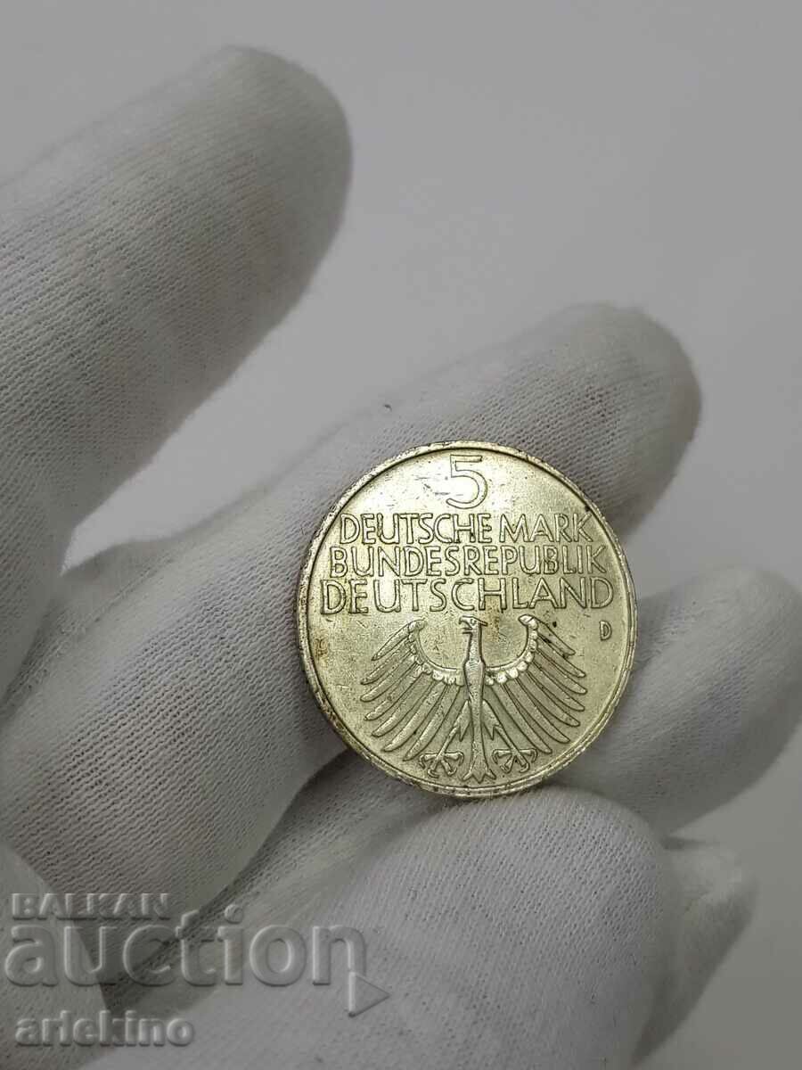 Very Rare German 5 Mark 1852-1952 D Jubilee Coin - 5 Very Rare German 5 Mark 1852-1952 D Jubilee Coin - 5