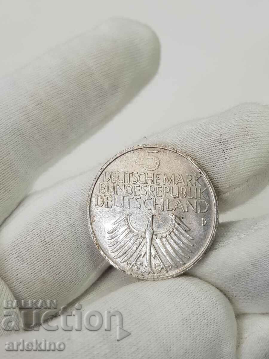 Very Rare German 5 Mark 1852-1952 D Jubilee Coin - 6 Very Rare German 5 Mark 1852-1952 D Jubilee Coin - 6
