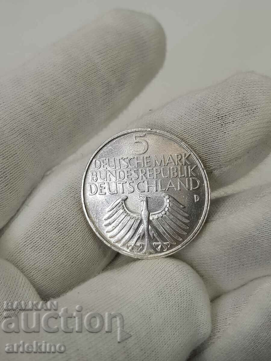 Monedă germană de 5 mărci 1852-1952 D Jubilee foarte rar - 6 Monedă germană de 5 mărci 1852-1952 D Jubilee foarte rar - 6