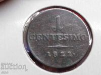 ITALY 1 CENTEZIMO, 1822 coin, coins