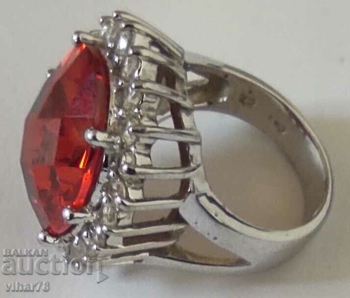 SOLID SILVER GARNET RING - 6 SOLID SILVER GARNET RING - 6