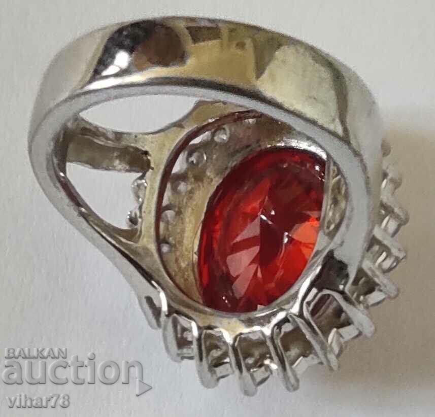 SOLID SILVER GARNET RING - 7 SOLID SILVER GARNET RING - 7
