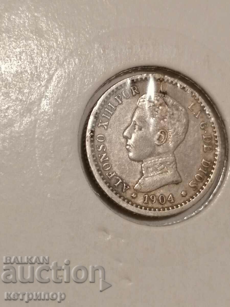 50 centavos Ισπανία, ασήμι 1904 με τιμή 27.00 BGN | € 13.80