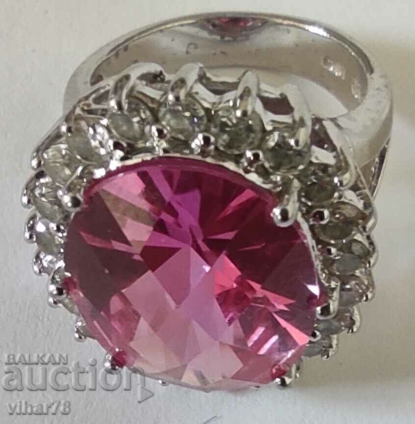 SOLID SILVER RING WITH SAPPHIRE with price 399.99 BGN | € 204.51