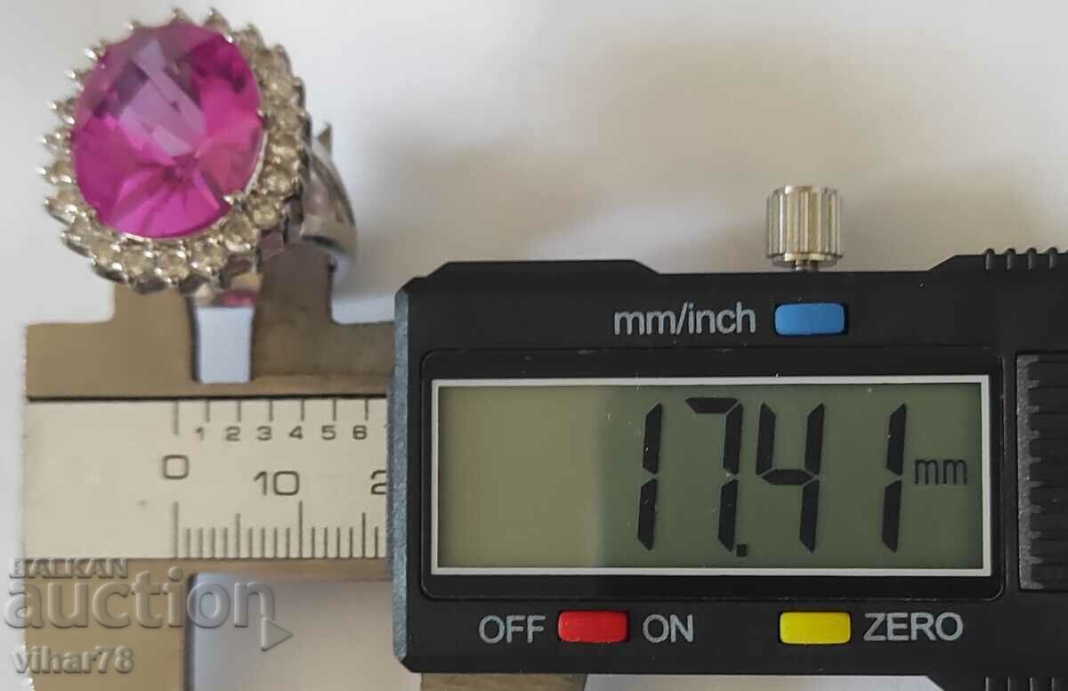 Auction  SOLID SILVER RING WITH SAPPHIRE