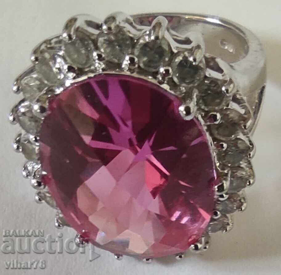 SOLID SILVER RING WITH SAPPHIRE - 6