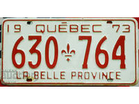 Placă de înmatriculare canadiană QUEBEC 1973