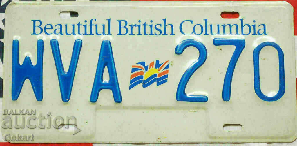 Placă de înmatriculare canadiană BRITISH COLUMBIA