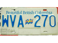 Placă de înmatriculare canadiană BRITISH COLUMBIA