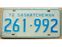 Placă de înmatriculare canadiană SASKATCHEWAN 1972