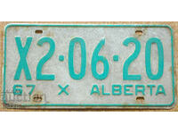 Καναδική πινακίδα κυκλοφορίας ALBERTA 1967