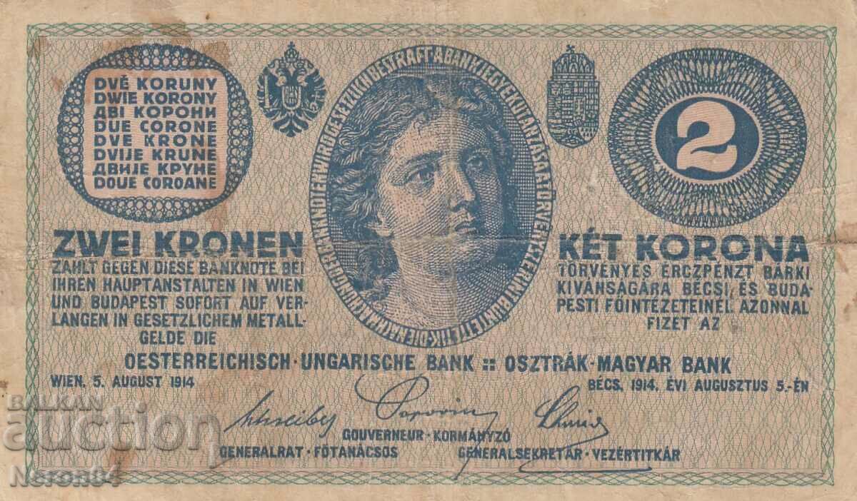 2 coroane 1914, Austro-Ungaria