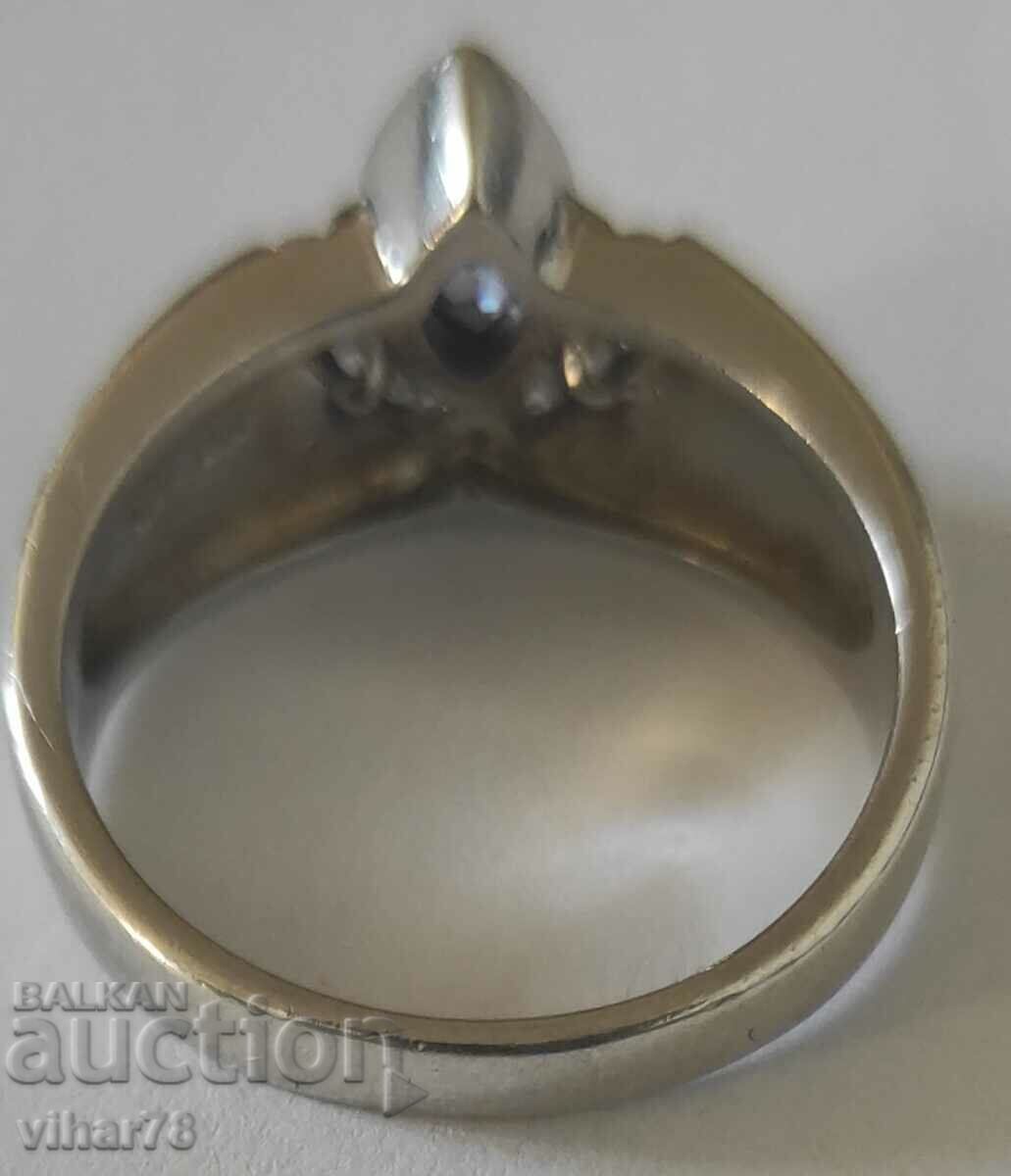 Solid silver ring with opals and zircons - 7 Solid silver ring with opals and zircons - 7