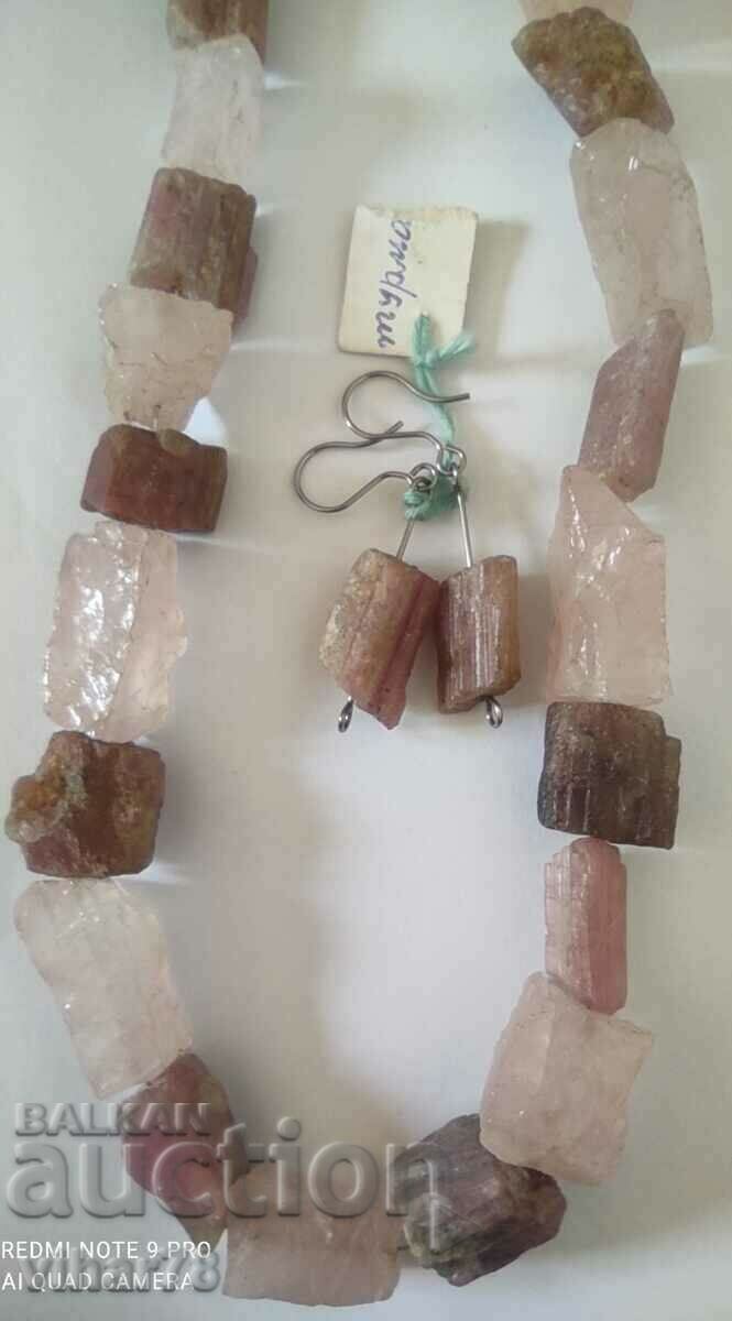 Πολύ όμορφο σετ τουρμαλίνη και ροζ σκουλαρίκια και κολιέ - 5