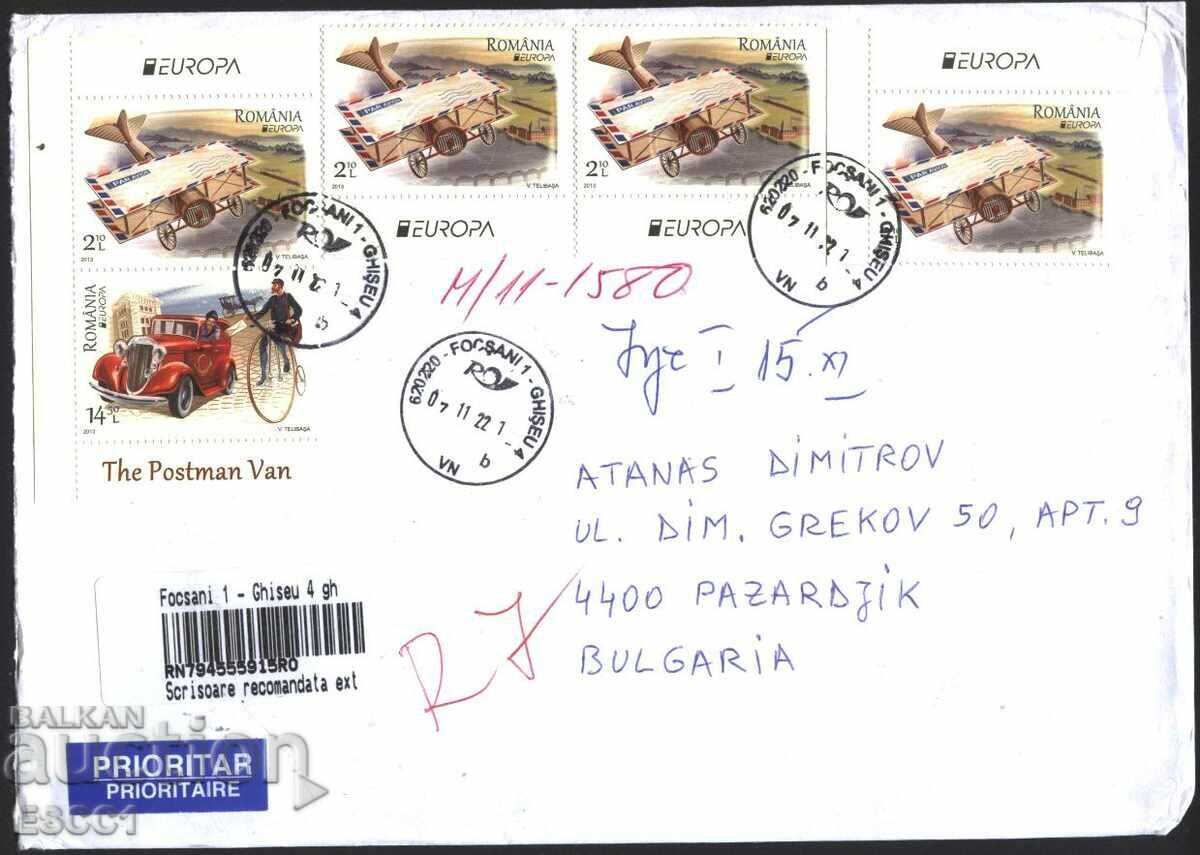 Traveled envelope with Europa SEPT 2013 stamps from Romania