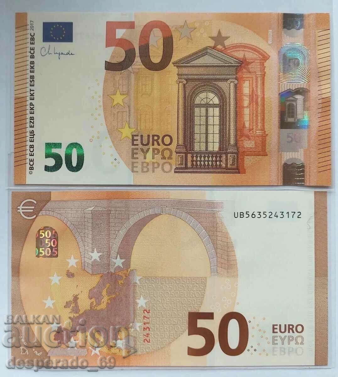 (¯`'•.¸ UNIUNEA EUROPEANĂ (Franţa) 50 Euro 2017 UNC.•'´¯)